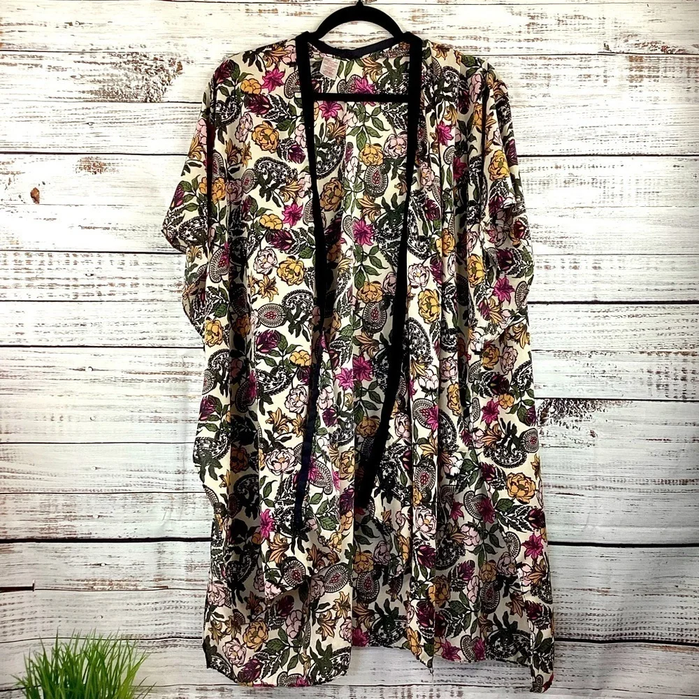 SPRING FLORAL ONE SIZE TOP KIMONO CARDIGAN SPRING SUMMER BOHO GUC - Picture 1 of 11